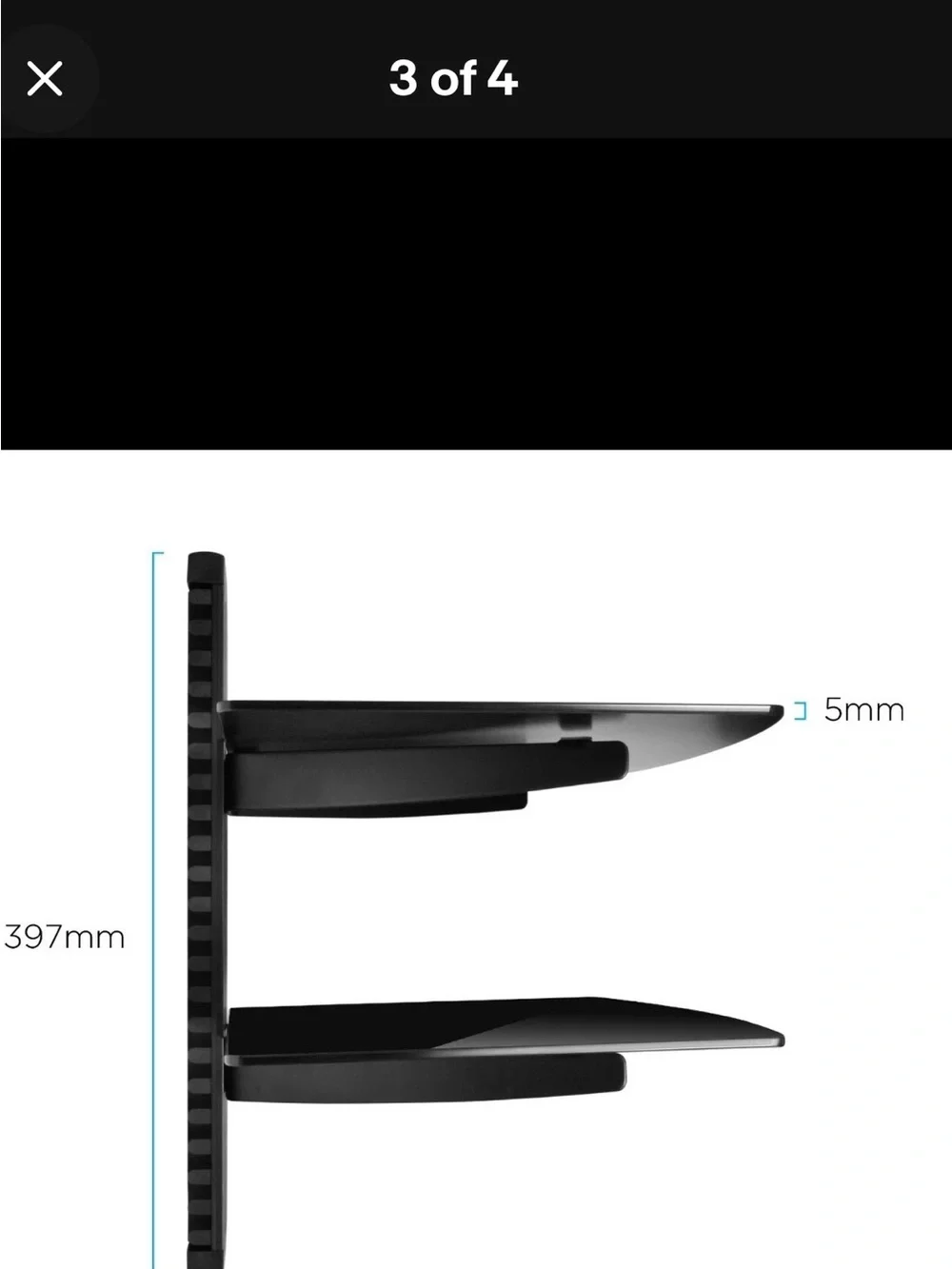 NEW Ematic 2 Tier Wall Shelf Mount for Cable Box Router Apple TV Roku Console